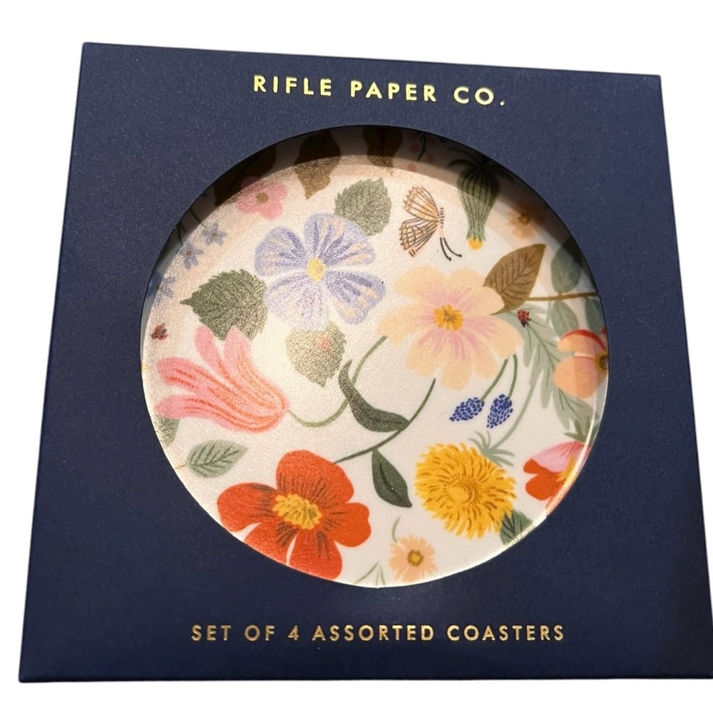 Rifle Paper Co. NWT sweet floral 4 piece coaster set in varied floral patterns